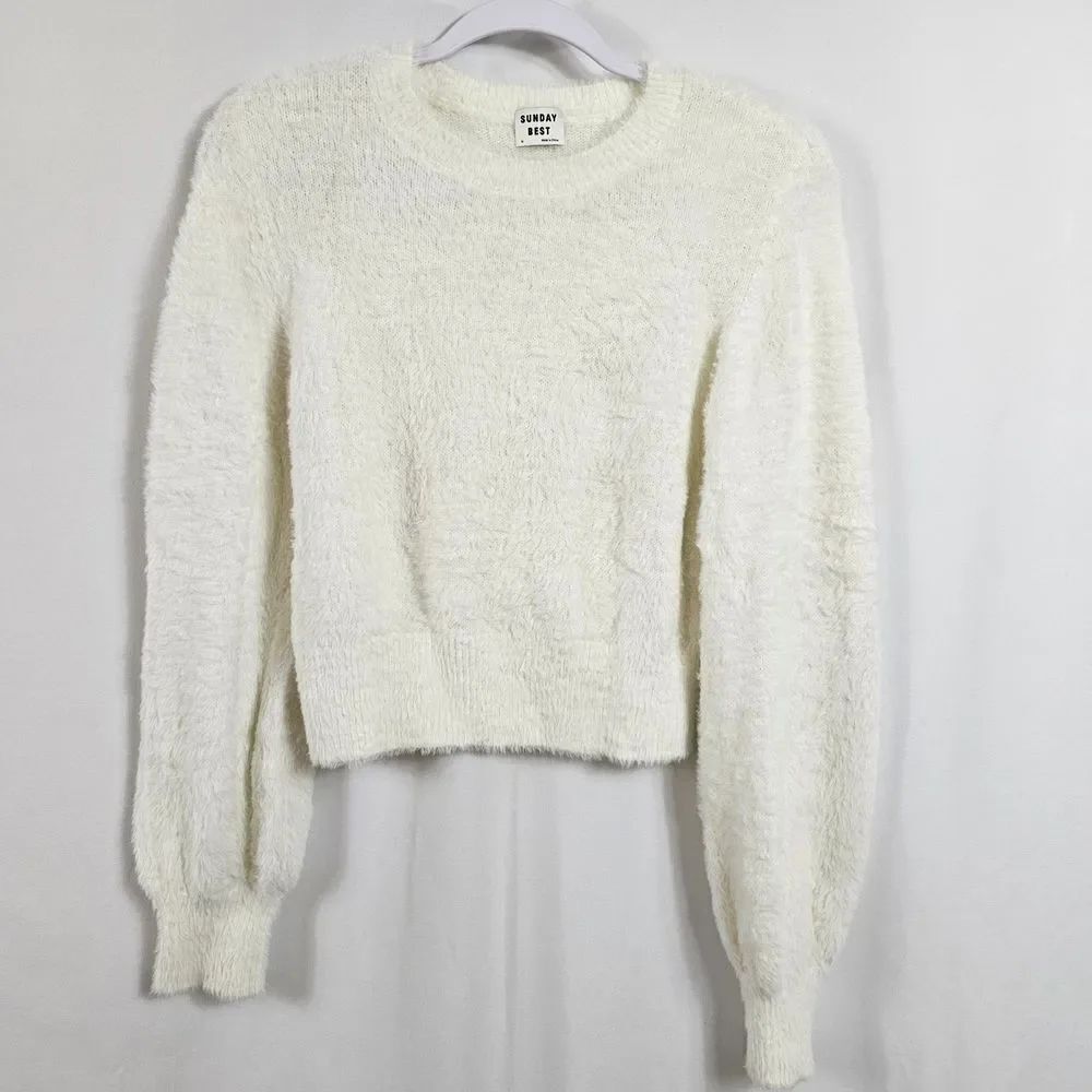 Aritzia Sunday Best Kitten Sweater in White - Size M